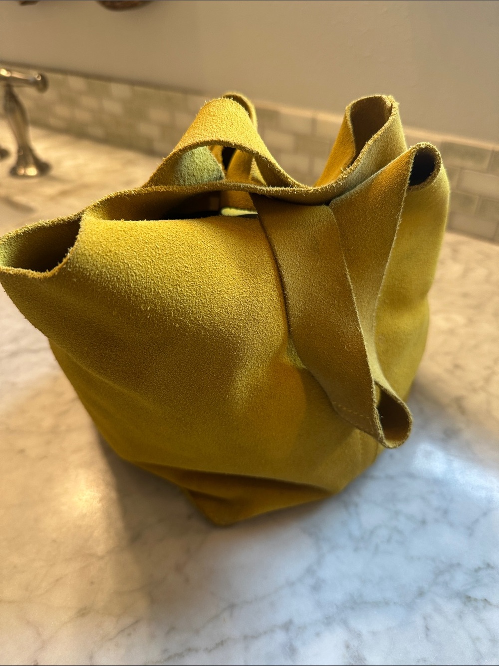 Ann Mashburn Paola Bucket Bag Made in Italy Suede Handbag Purse
